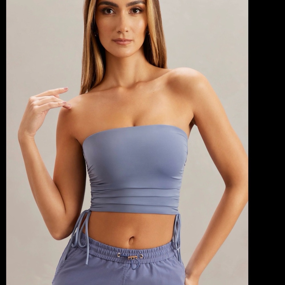 Oh Polly Lilac Strapless Ruched Maxi Skirt Set